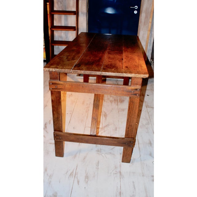 Vintage Oak Worktable For Sale - Image 4 of 12