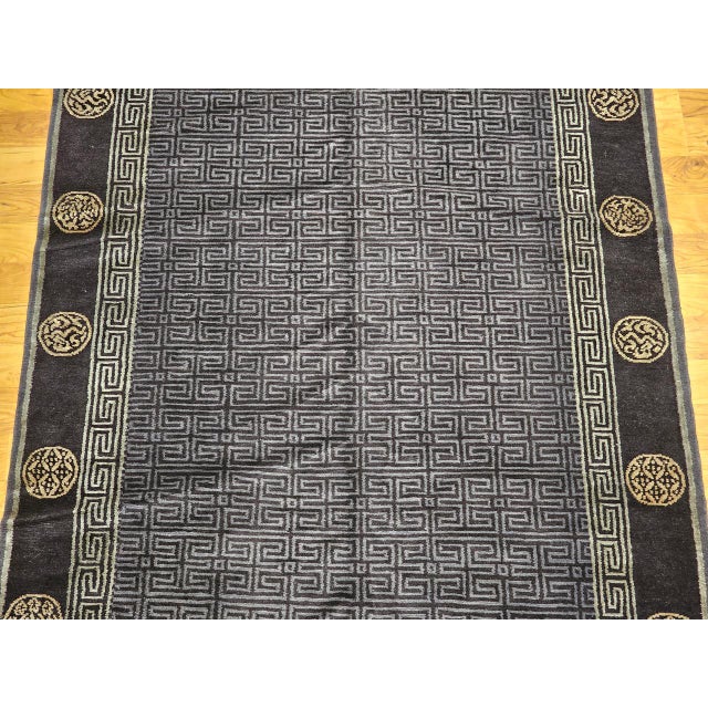 Vintage Tibetan Area Rug with Gold Medallions and Deity Symbols, 1920s, 5' x 9' For Sale - Image 11 of 16
