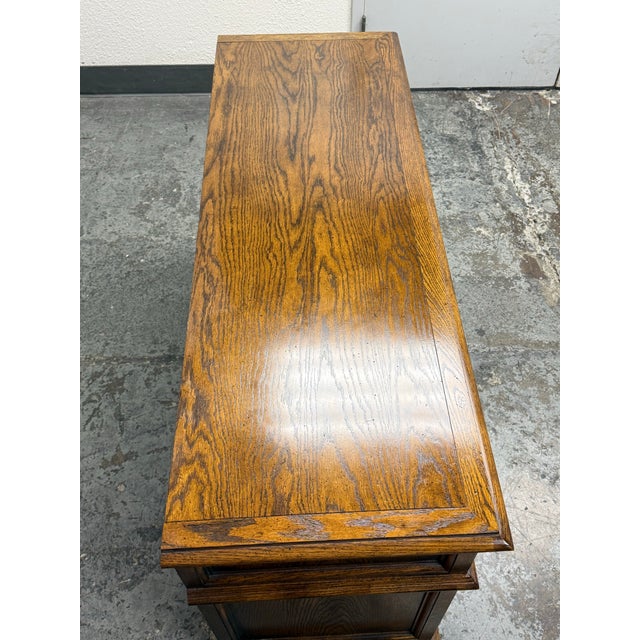 Wood Century Furniture English Tudor Style Oak Wood Sideboard For Sale - Image 7 of 12
