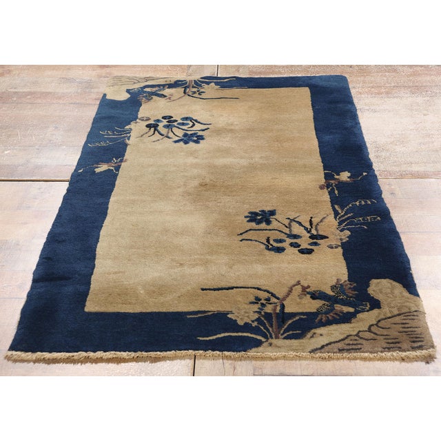 Taupe Antique Chinese Art Deco Rug - 02'07 X 04'10 For Sale - Image 8 of 9
