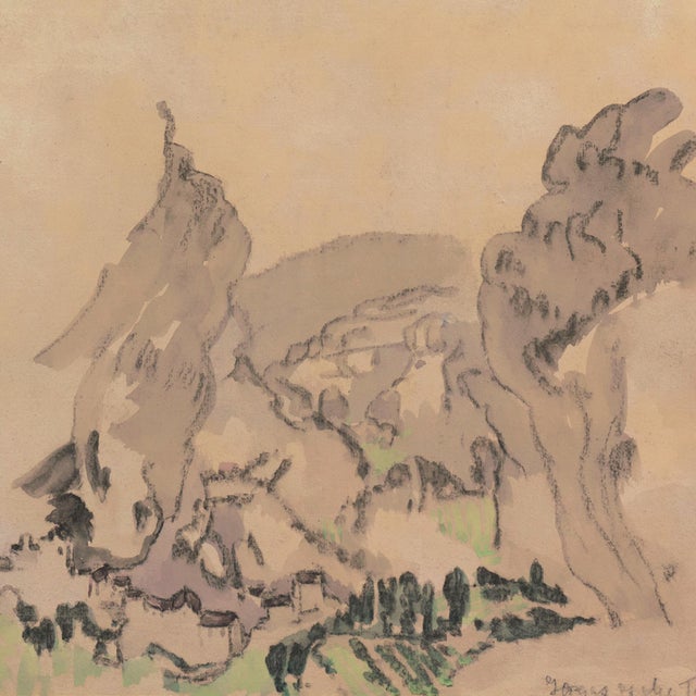 Titled lower right, 'Gorges of the Tarn' and painted circa 1905. Unsigned. American Master's Gallery label, verso, with...