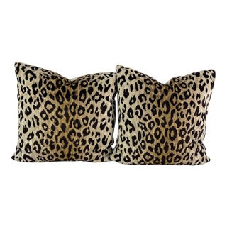 Animal Print Velvet 22”x22” Feather/Down Pillows -a Pair For Sale