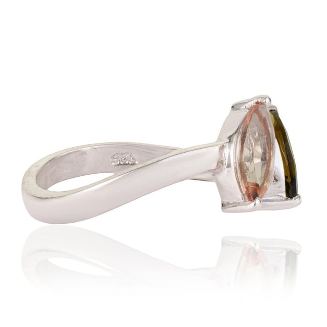 Metal Carat&Her Marquise Cut Two Stone Open Cuff Toi Et Moi Ring, Size 6 For Sale - Image 7 of 12