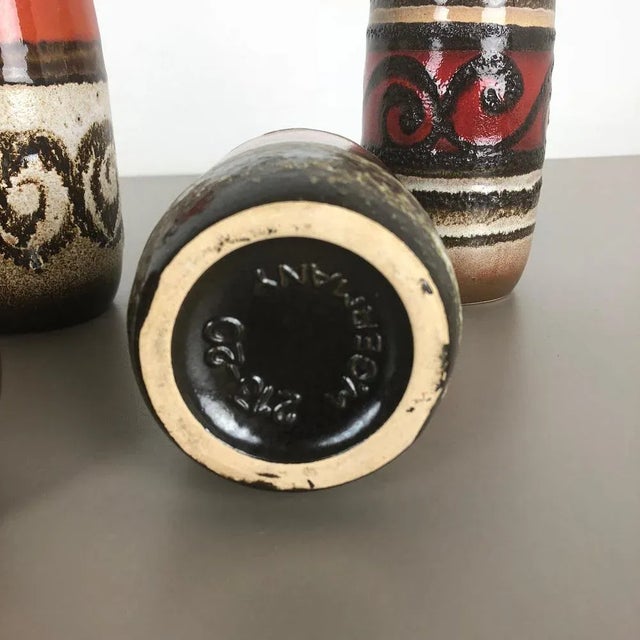 Vintage Fat Lava Pottery 213-20 Vases from Scheurich, Germany, Set of 4 For Sale - Image 16 of 18