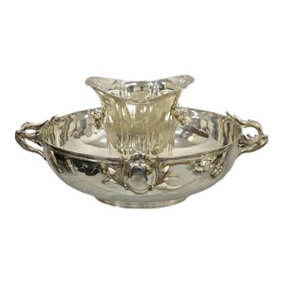 Early 20th Century English Victorian Royal Castle Silver Plated Ice Bowl & Champagne Chiller Bucket For Sale