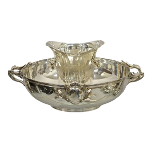 Early 20th Century English Victorian Royal Castle Silver Plated Ice Bowl & Champagne Chiller Bucket