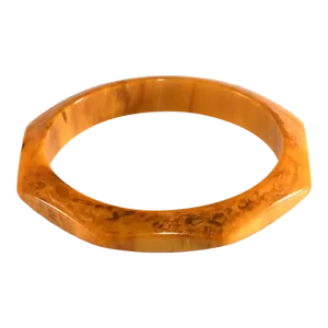1930s Vintage Bakelite Octagon Bangle Bracelet in Butterscotch Yellow Brown