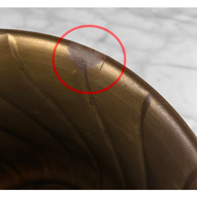 Vintage Traditional Brass Ribbed Jardiniere Planter - 12" For Sale - Image 6 of 9