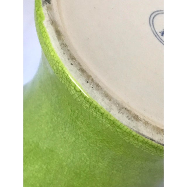 Large Early Mid Century Apple Green 'Meiping' Monochrome Chinese Vase & Carved Wood Stand For Sale - Image 12 of 12