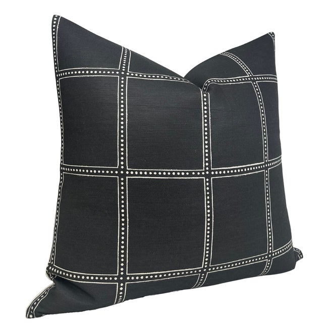 Traditional Postage Pillow Cover in Black, 20x20 Pillow For Sale - Image 3 of 4
