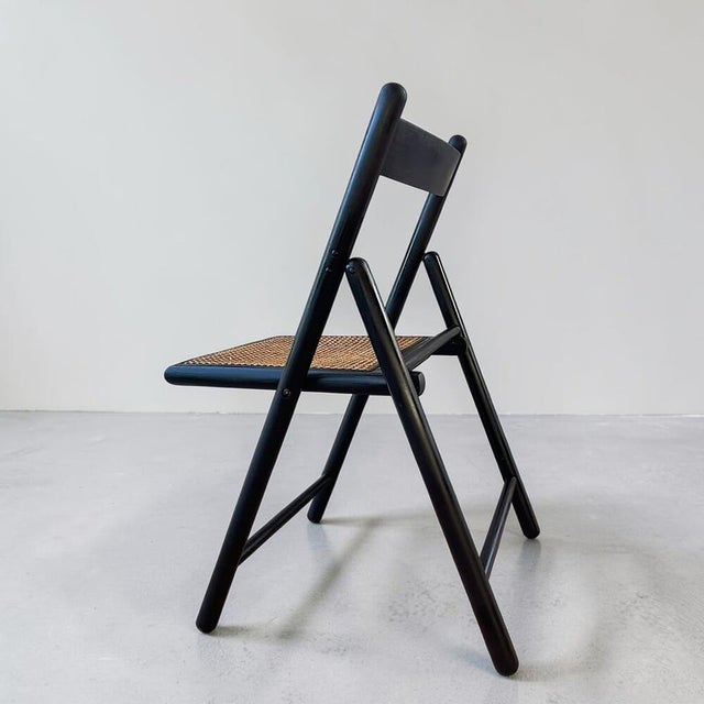 Mid-Century Modern Scandinavian Black Wood and Rattan Folding Chair from Ikea / Eno, Ukraine, 1993 For Sale - Image 3 of 18
