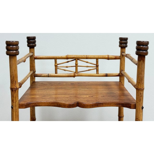 Brown Vintage Scorched Bamboo Four Tier Shelf For Sale - Image 8 of 10