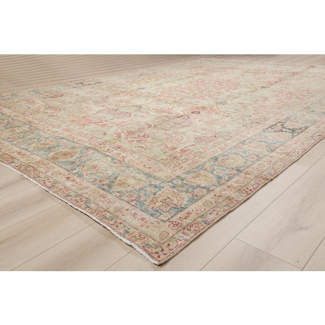 Beige Late 19th Century Persian Yazd Rug, 10'02 X 14'09 For Sale - Image 8 of 10