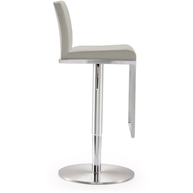 Transitional Amalfi Light Grey Steel Adjustable Bar Stool For Sale - Image 3 of 10
