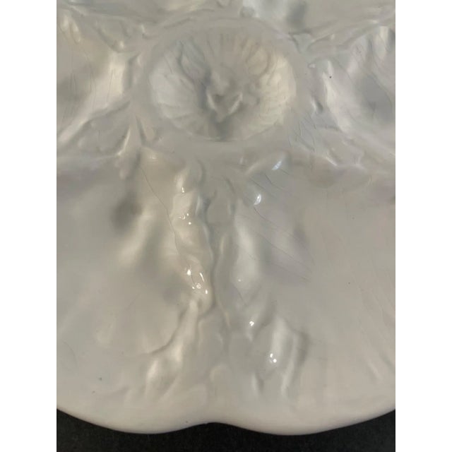 Mid 20th Century Mid 20th Century French Gien White Oyster Plate For Sale - Image 5 of 12