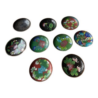 1970s Collection of Cloisinne Plates- Set of 9 For Sale