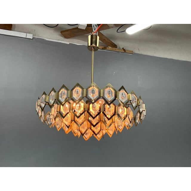 Faceted Glass Chandelier attributed to Jaroslav Bejvl for Kamenicky Senov, 1960s For Sale - Image 11 of 18
