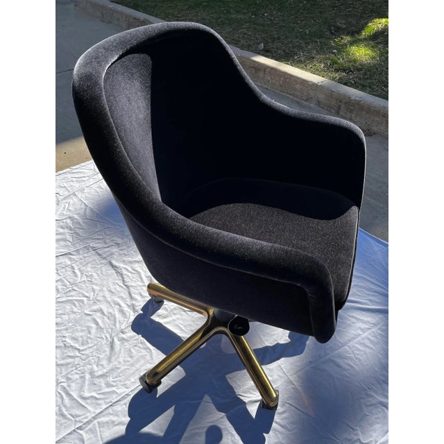 Metal Bumper Desk Chair in Black Mohair Ward Bennett for Geiger International For Sale - Image 7 of 12