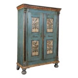 Early 19th-Century Hungarian Hand-Painted Pine Two-Door Armoire For Sale