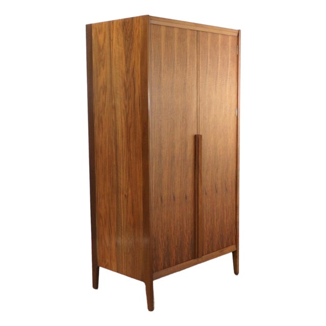 1960s Mid Century Modern Vintage Gentlemens Armoire Wardrobe by Younger Danish Style For Sale