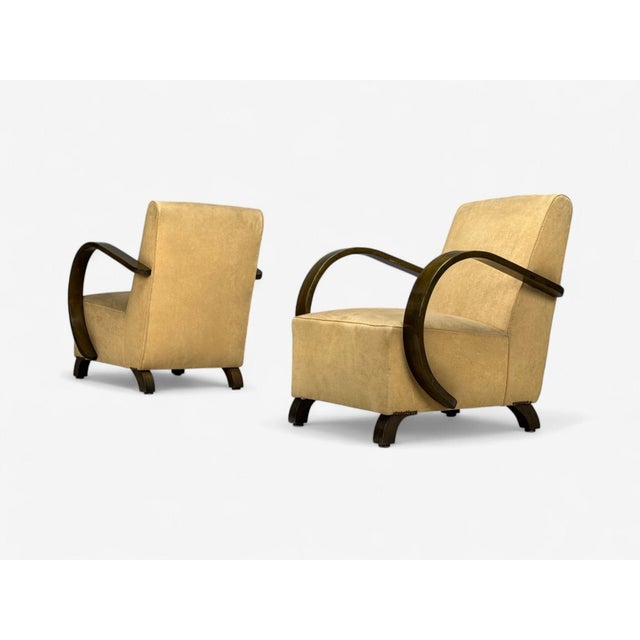 Pair of Vittorio Valabrega, Beige Velvet, Bentwood, Lounge Chairs, Italy, 1940s For Sale - Image 9 of 15