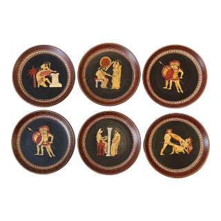 Vintage Set of 6 Terracotta Ancient Greek Replica Wall Plates For Sale
