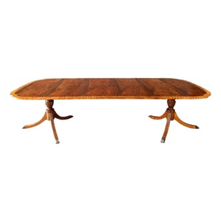 Late 20th Century Incredible Banded Top Flamed Mahogany Dining Table With 2 Leaves For Sale