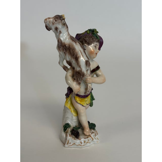 Ceramic Young Shepherdess With Goat Figurine For Sale - Image 7 of 10