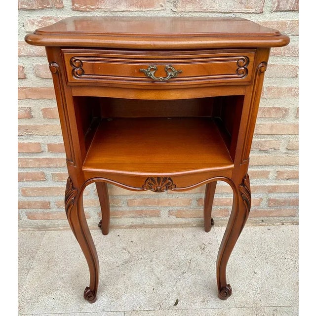 Louis XVI Style Nightstands with Drawers and Cabriole Legs, 1960s, Set of 2 For Sale - Image 3 of 13