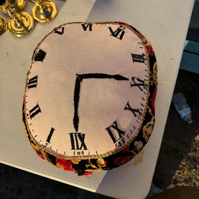 Mid-Century Modern Mid 20th Century Handcrafted Velvet Clock Pillow For Sale - Image 3 of 4