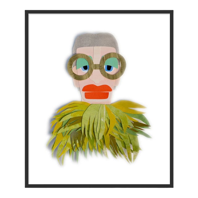 Iris with Chartreuse Feathers by Melvin G in Black Framed Paper, Medium Art Print For Sale