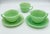 Shabby Chic 1940s Fire King Coffee Tea Cup & Saucer Jane Ray JadeIte by Anchor Hocking 5pc Set For Sale - Image 3 of 9