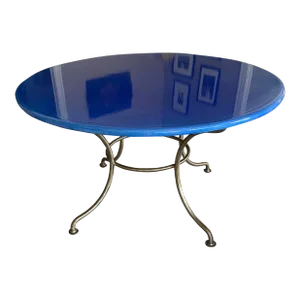 1990s Enameled Lava Stone Table