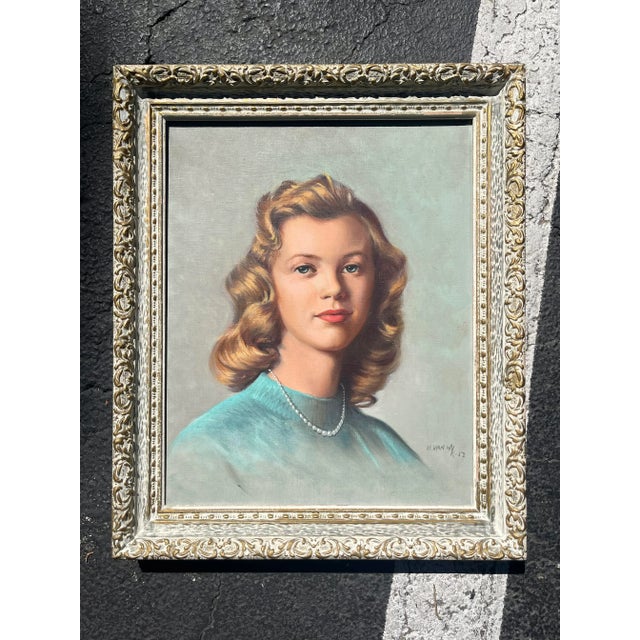 1950s Oil Portrait of a Woman by Helen Van Wyk, Framed For Sale In Jacksonville, FL - Image 6 of 6