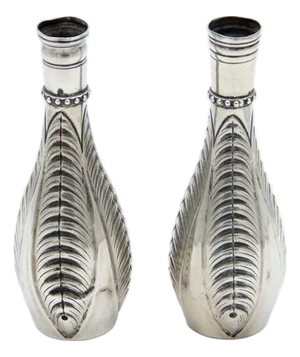 Small Silver Vases with Pearly Reliefs
