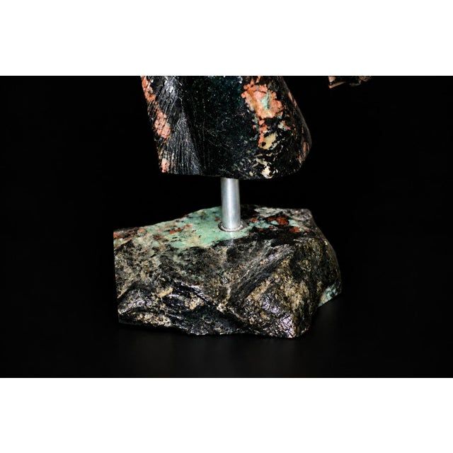 Gemstone Emerald Horse Bust Statue Hand Carved Horse Rock Base For Sale - Image 11 of 12