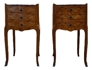 Transition Style Bedside Tables in Marquetry, Set of 2