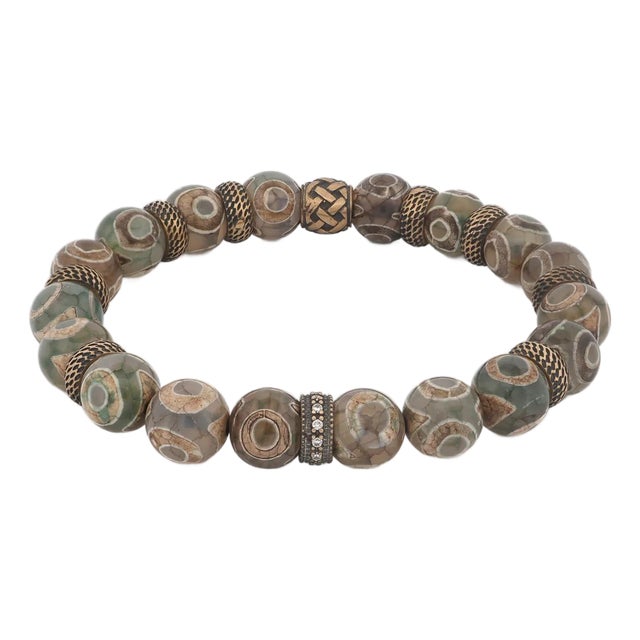 Inner Power Bronze & Nepal Beaded Bracelet For Sale