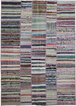 Hand Knotted Patchwork Rug by Aara Rugs Inc. - 9'3" X 6'4"