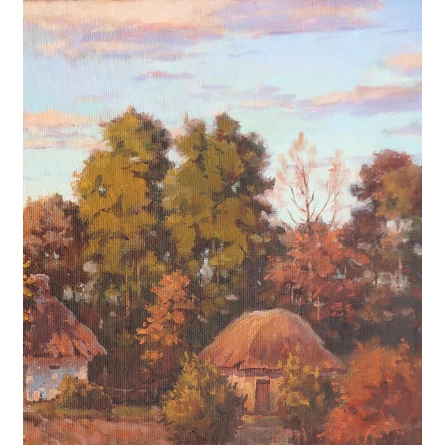Realism Ukrainian Impressionism Oil Painting: Autumn Rural Landscape, 1990 61-56 For Sale - Image 3 of 6
