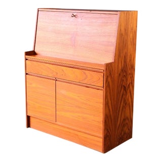 Mid Century Teak Secretary Desk Made in Denmark Storage Scandinavian For Sale