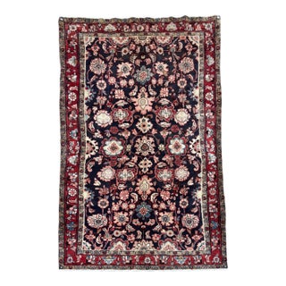 Antique Hamedan Hand-Knotted Rug 4'9" X 8'9" For Sale