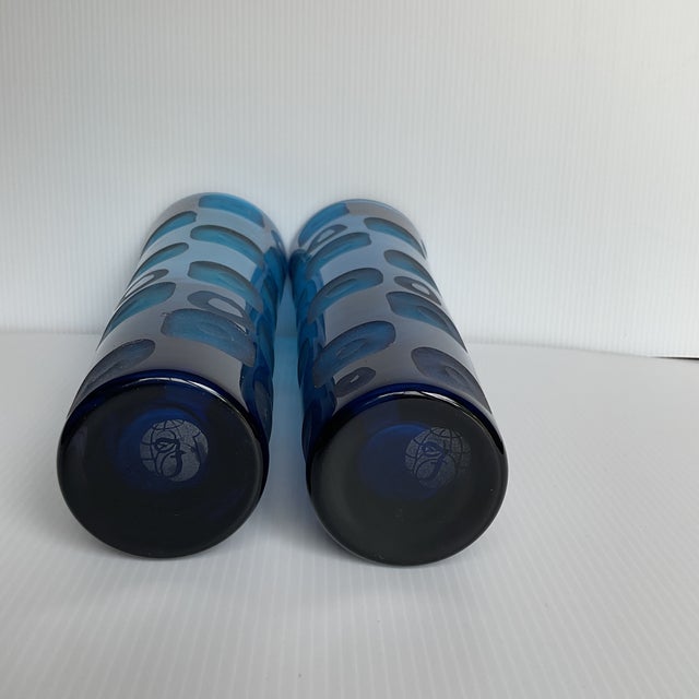 Contemporary Vintage Fenton International “Blue Odyssey” Art Glass Vases-a Pair. For Sale - Image 3 of 6