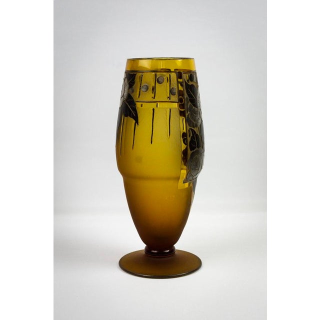Glass Amber-Tinted Glass Vase, 1930s For Sale - Image 7 of 11