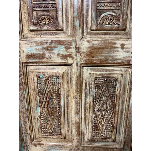 1920s Antique Hand-Carved Floral Wood Barn Door | Rustic Farmhouse Statement Single Door 80x26 For Sale - Image 5 of 8