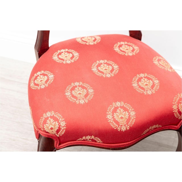 Pair Early 20th C Walnut Balloon Back Side Chairs With Red Upholstery For Sale In Raleigh - Image 6 of 7