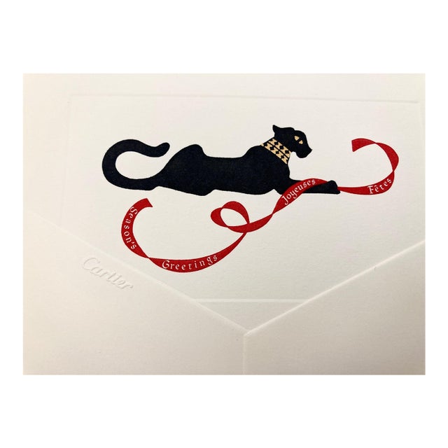 Cartier Iconic Panther Design Card and Envelope Set Luxury Season's Greetings For Sale