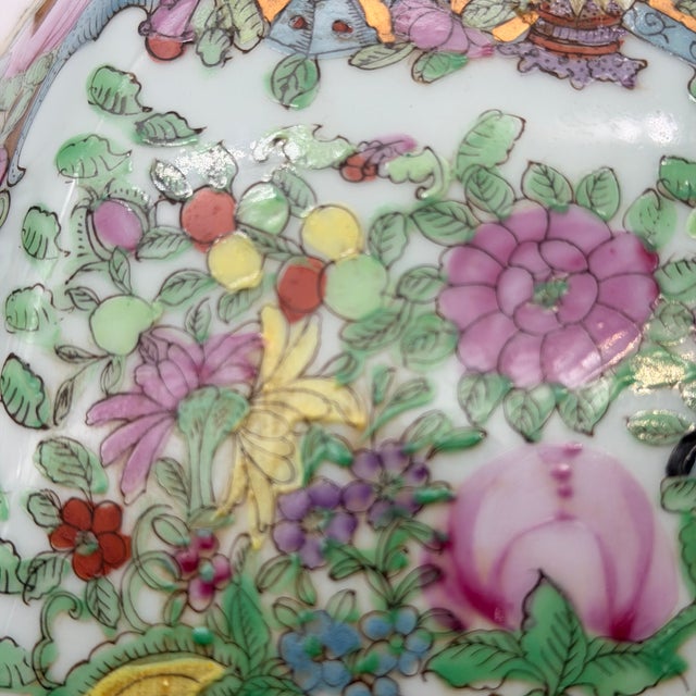 Chinese Famille Rose Medallion Lidded Melon Jar Rare Matching Pair 12" Tall For Sale - Image 15 of 16