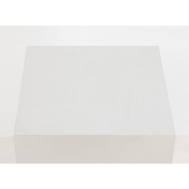 Late 20th Century Pair of Paul Evans Style Polished Aluminum and Wood Side Tables For Sale - Image 5 of 7