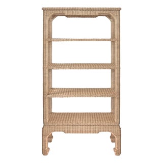 Matthew Izzo Home Cavalier Ming Style Five Shelf Etagere in Woven Rattan For Sale
